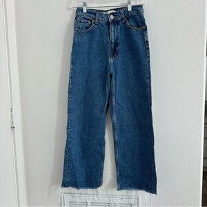Zara Wide Leg Blue Denim Jeans Size: 2